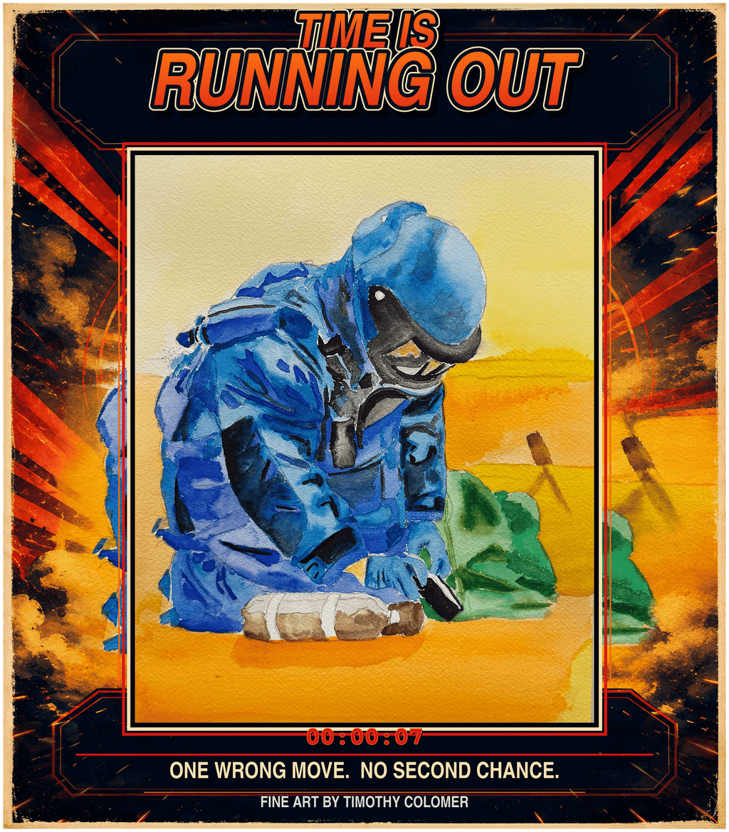 Time Is Running Out — EOD Action Poster Artist Edition T-Shirt product image — view 2