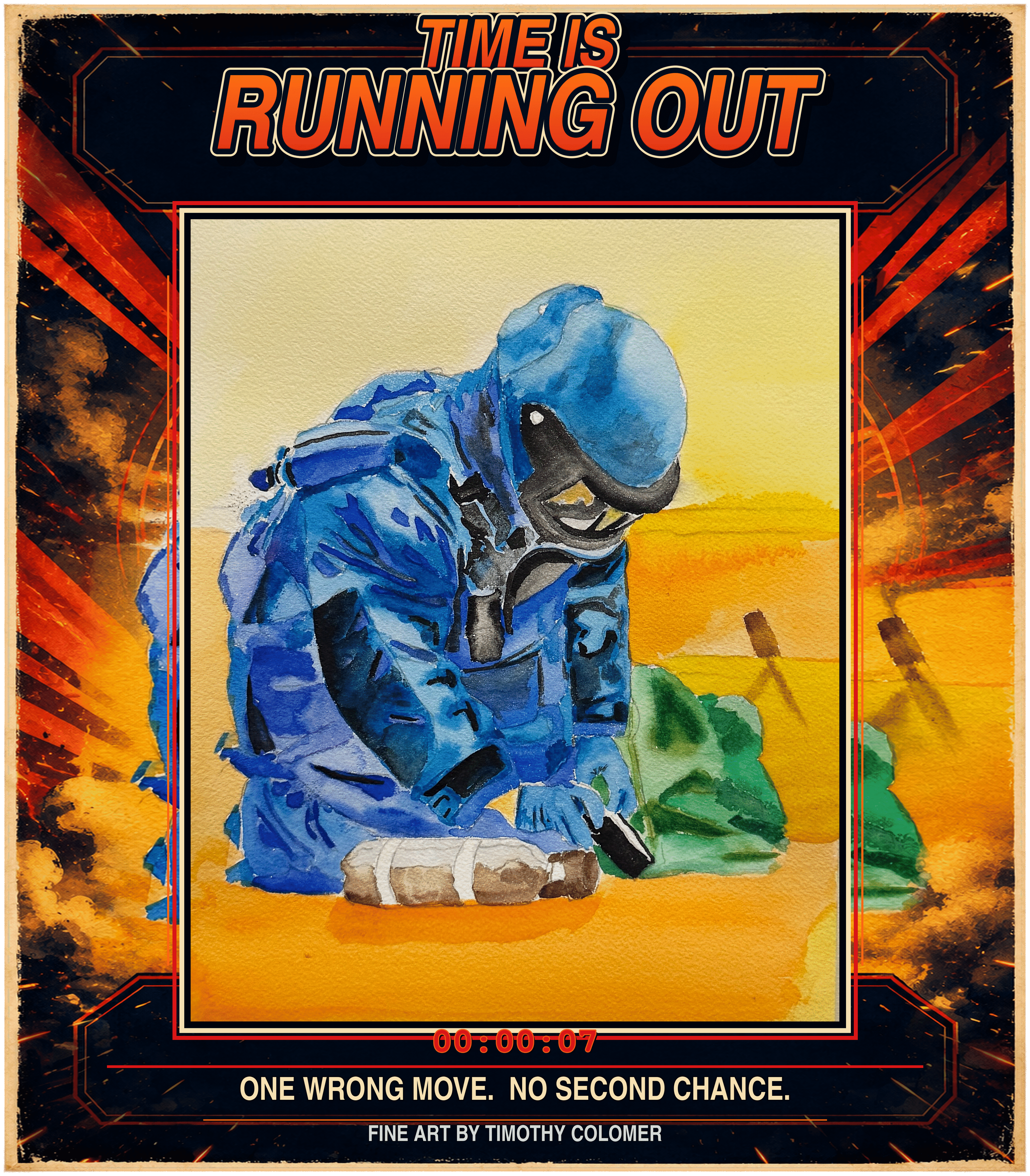 Time Is Running Out — EOD Action Poster Artist Edition T-Shirt product image — view 2
