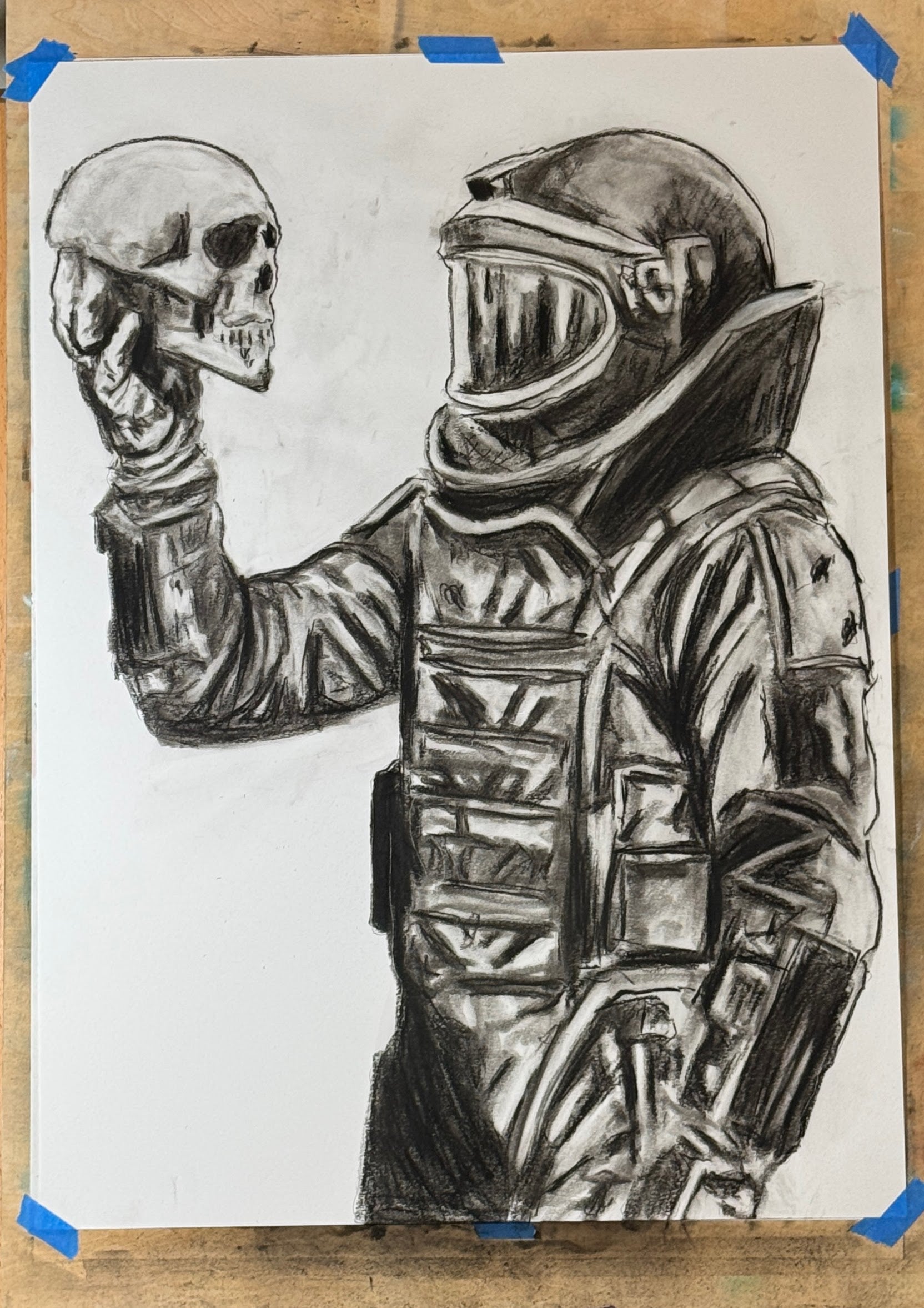 Custom EOD Bomb Suit Portrait | Graphite or Charcoal by Timothy Colomer — view 4
