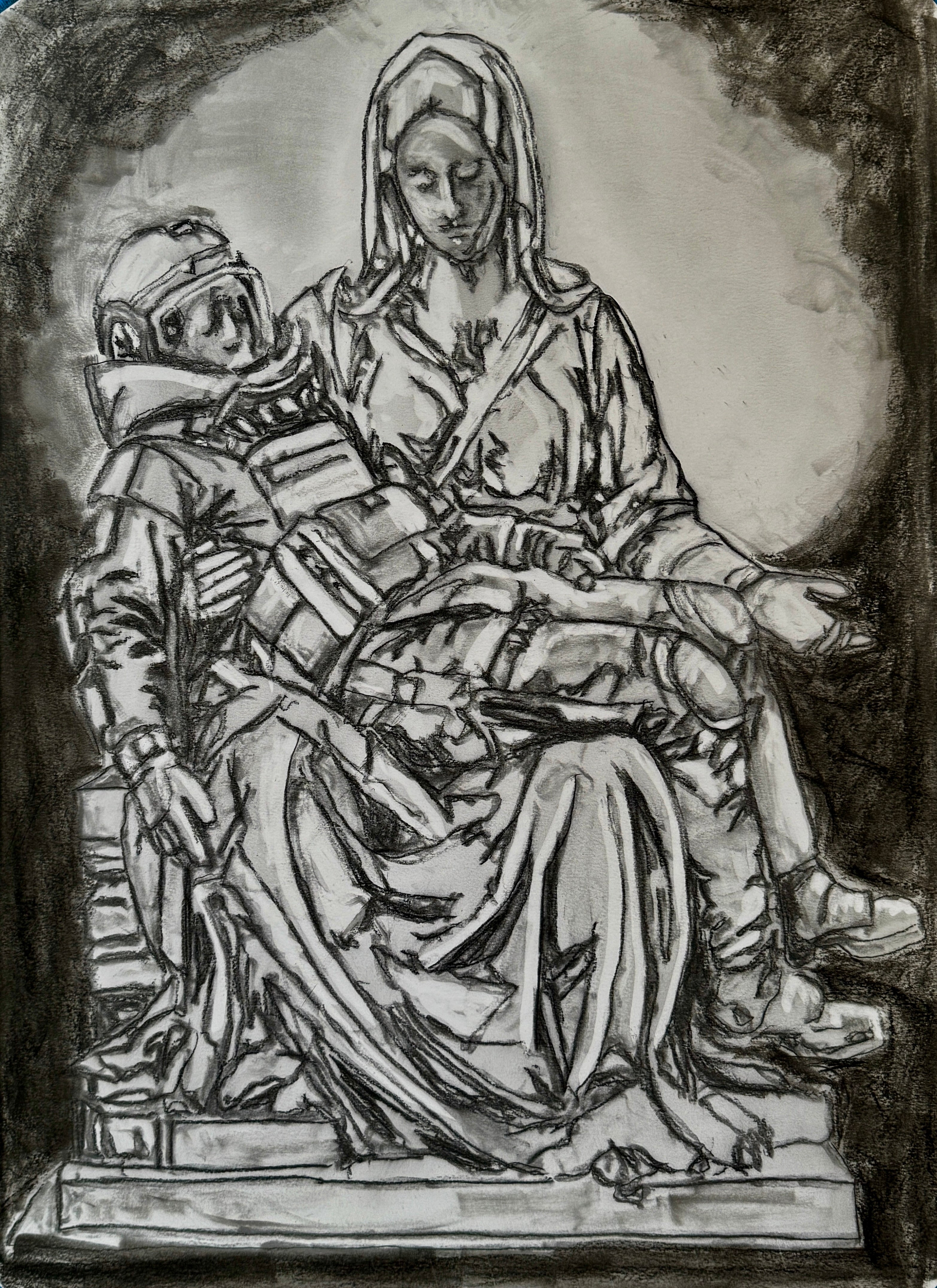 Custom EOD Bomb Suit Portrait | Graphite or Charcoal by Timothy Colomer — view 2