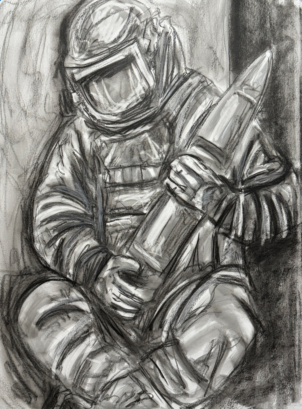 Custom EOD Bomb Suit Portrait | Graphite or Charcoal by Timothy Colomer — view 6