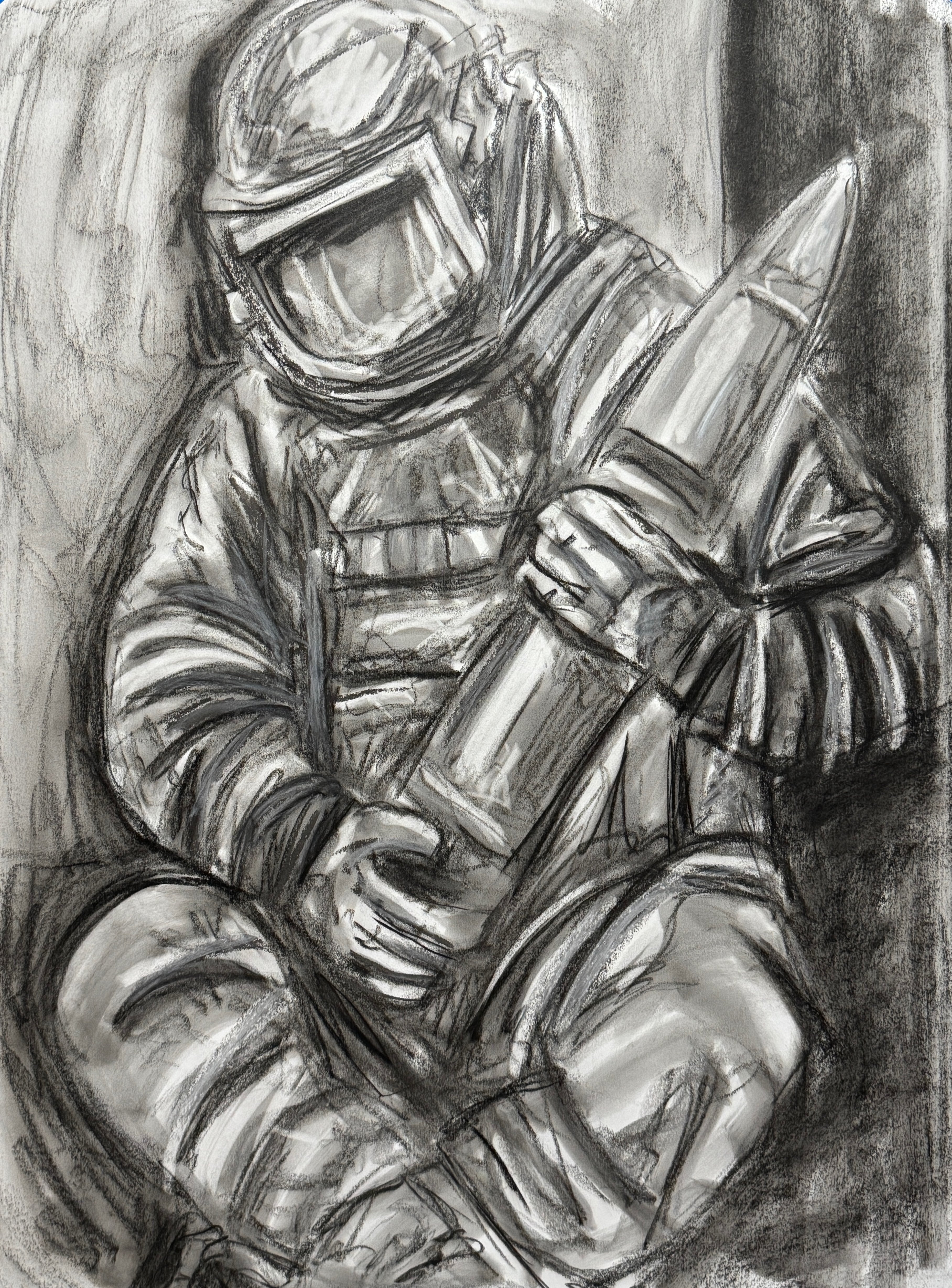 Custom EOD Bomb Suit Portrait | Graphite or Charcoal by Timothy Colomer — view 6