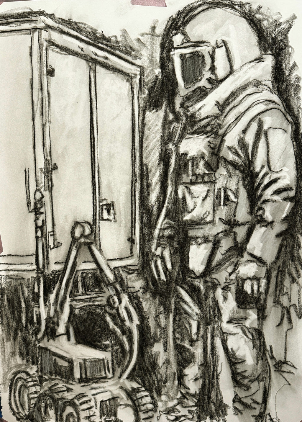 Custom EOD Bomb Suit Portrait | Graphite or Charcoal by Timothy Colomer — view 7