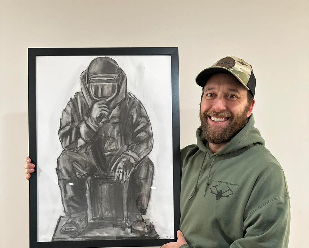 Custom EOD Bomb Suit Portrait | Graphite or Charcoal by Timothy Colomer — view 3