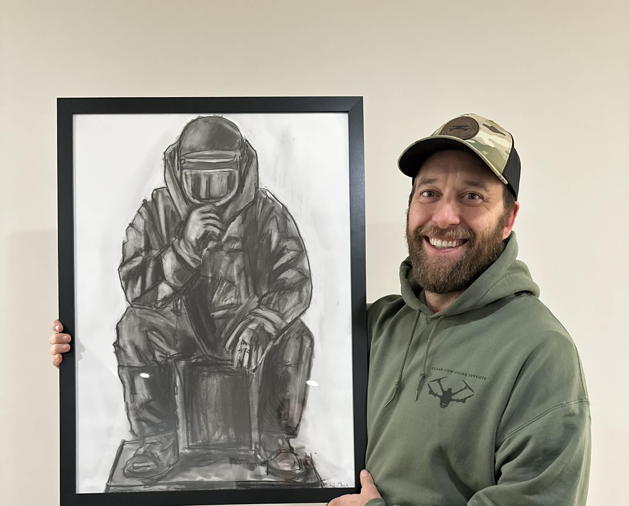 Custom EOD Bomb Suit Portrait | Graphite or Charcoal by Timothy Colomer — view 3