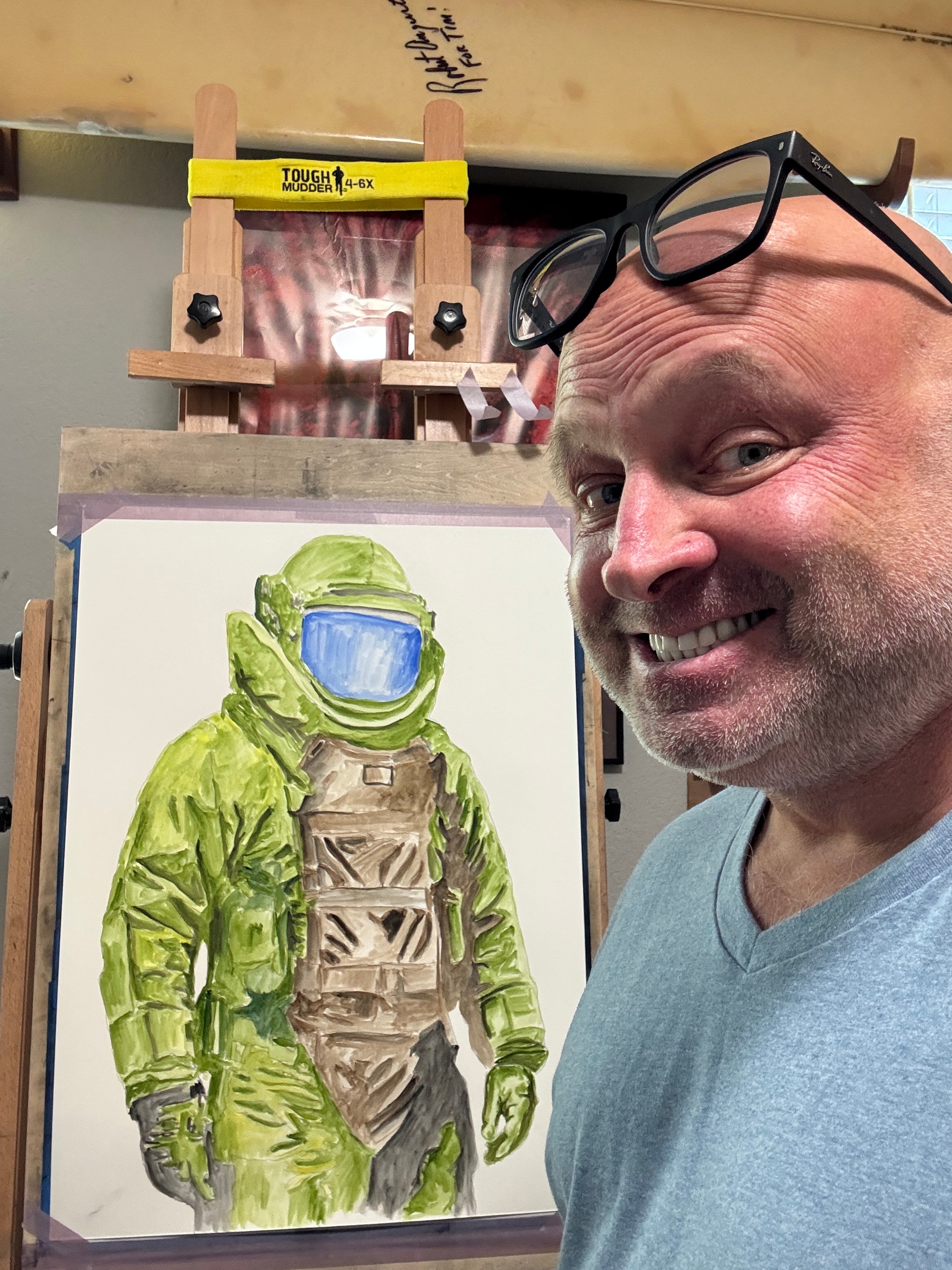 Custom EOD Bomb Suit Portrait | Watercolor by Timothy Colomer — view 6