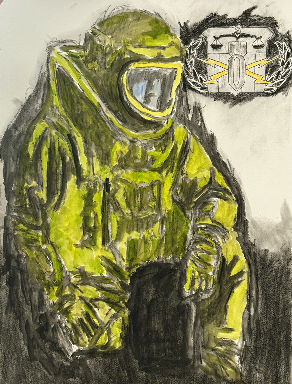 Custom EOD Bomb Suit Portrait | Watercolor by Timothy Colomer — view 7